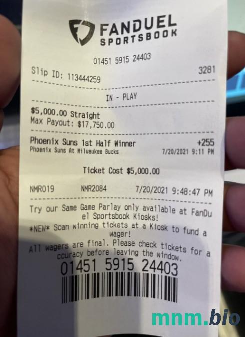 Fanduel Sportsbook szablon pokwitowania płatności PSD